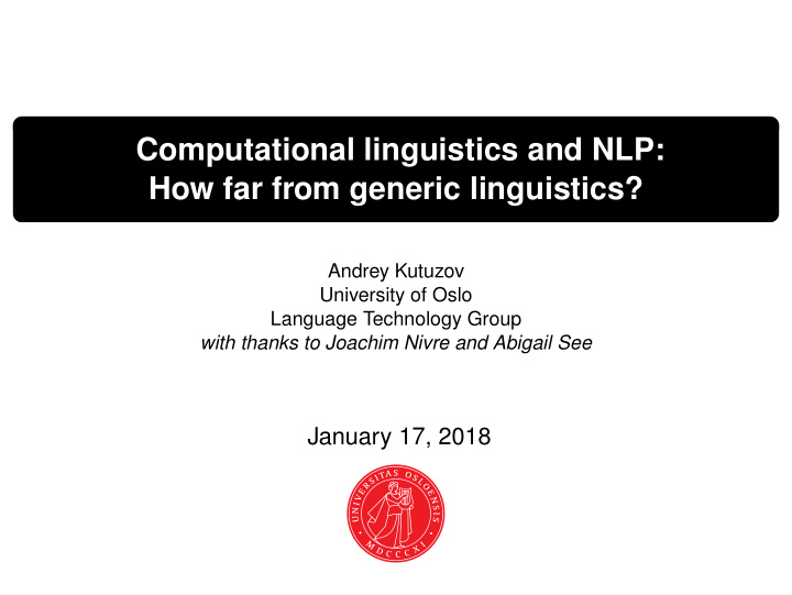computational linguistics and nlp how far from generic