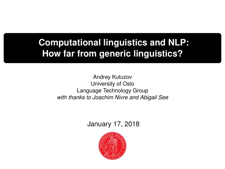 computational linguistics and nlp how far from generic