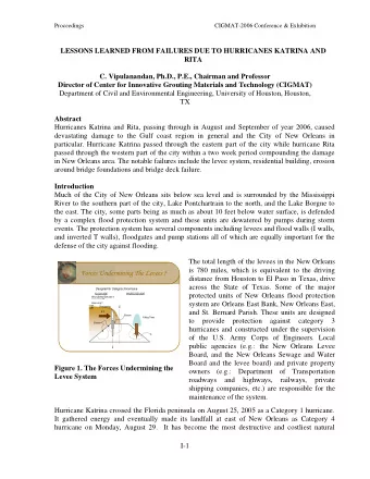 LESSONS LEARNED FROM FAILURES DUE TO HURRICANES KATRINA AND  RITA  C. Vipulanandan, Ph.D., P.E.,
