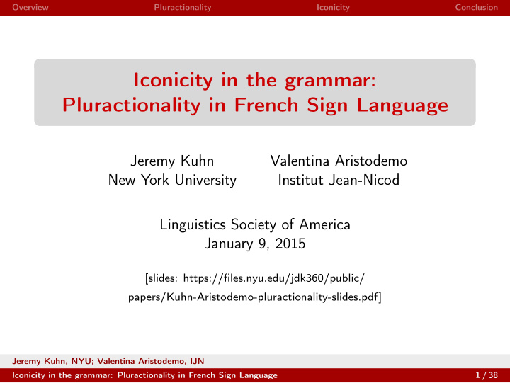 iconicity in the grammar pluractionality in french sign