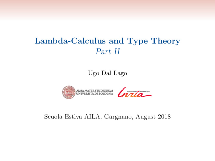 lambda calculus and type theory part ii