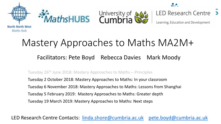 mastery approaches to maths ma2m