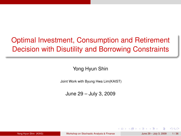 optimal investment consumption and retirement decision