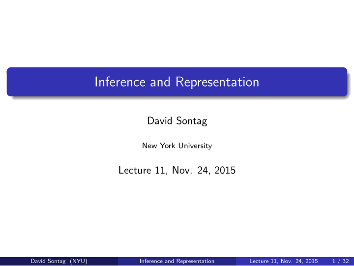 inference and representation