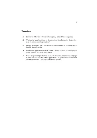 Exercises  1.1  Explain the difference between fast computing and real-time computing.  1.2  What