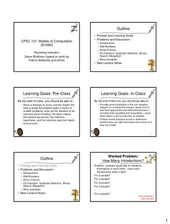Outline  snack  Prereqs and Learning Goals  Problems and Discussion  CPSC 121: Models of
