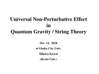 Universal Non-Perturbative Effect  in  Quantum Gravity / String Theory  Dec. 12,  2018  at Osaka