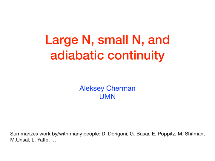 large n small n and adiabatic continuity