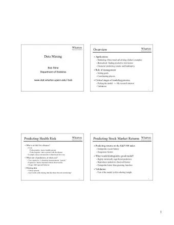 Overview  Department of Statistics  Department of Statistics  Data Mining w Applications -