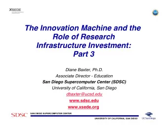 The Innovation Machine and the  Role of Research    Infrastructure Investment:    Part 3