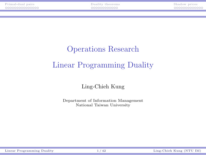 operations research linear programming duality