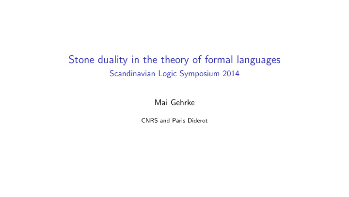 stone duality in the theory of formal languages