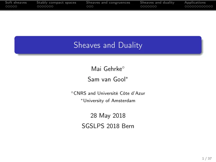 sheaves and duality