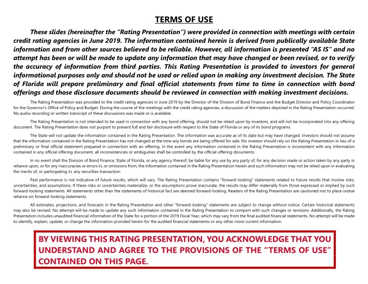 by viewing this rating presentation you acknowledge that
