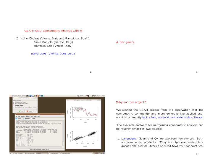 gear gnu econometric analysis with r christine choirat