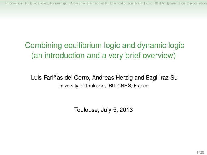 combining equilibrium logic and dynamic logic an