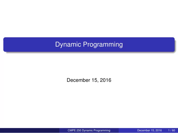 dynamic programming