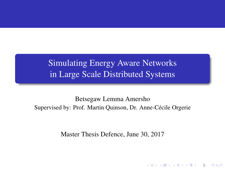 simulating energy aware networks in large scale