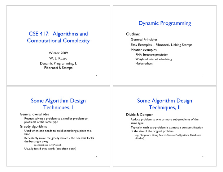 dynamic programming cse 417 algorithms and