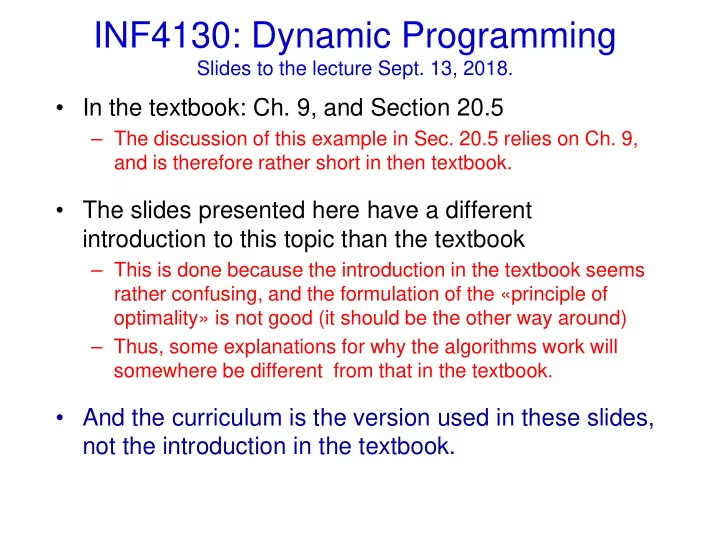 inf4130 dynamic programming