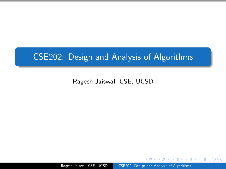 cse202 design and analysis of algorithms