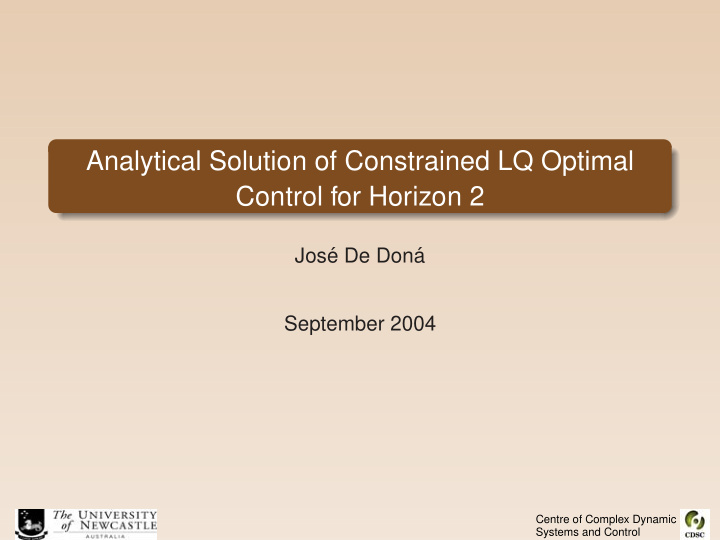 analytical solution of constrained lq optimal control for