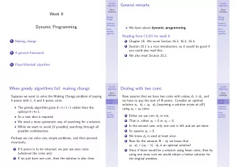 General remarks  Algorithms  Algorithms  Oliver  Oliver  Kullmann  Kullmann  Week 9  Making  Making