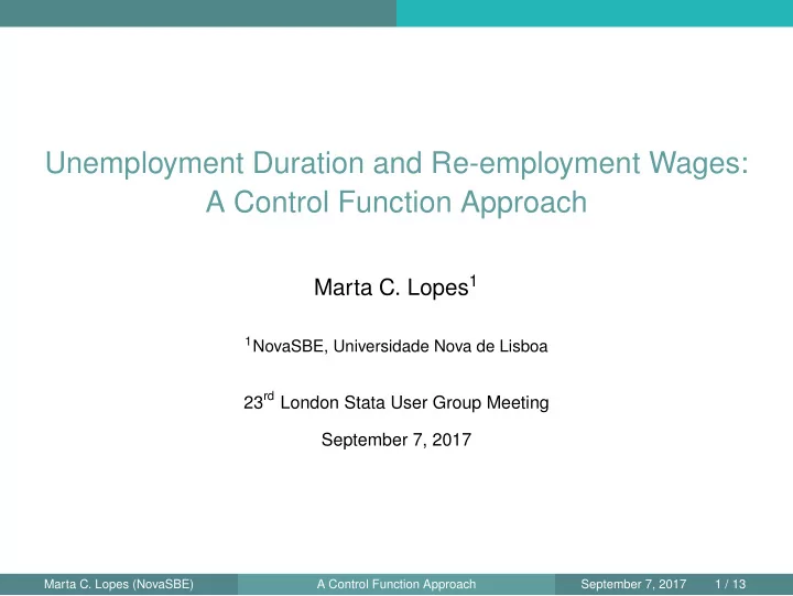 unemployment duration and re employment wages a control