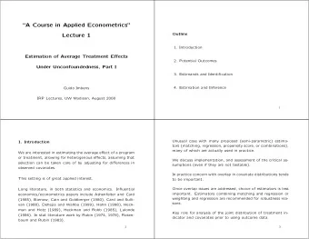 A Course in Applied Econometrics  Outline  Lecture 1  1. Introduction  Estimation of Average