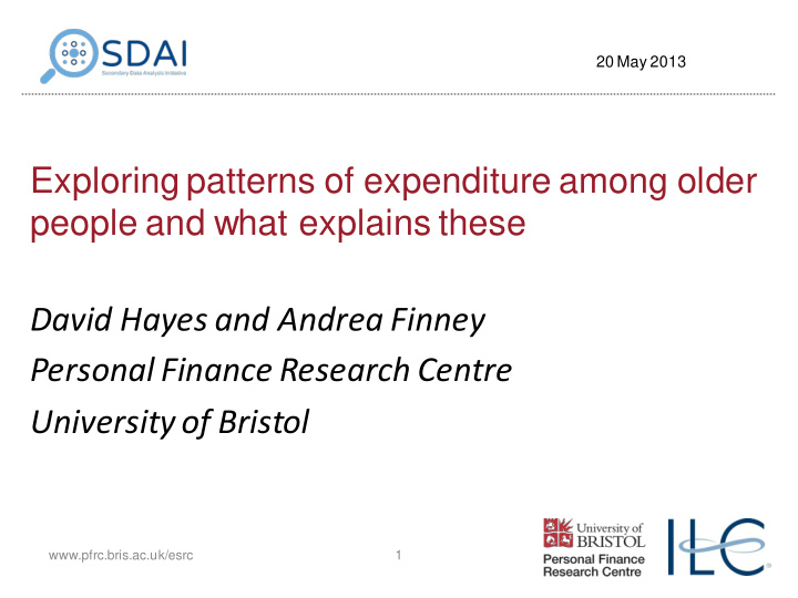exploring patterns of expenditure among older people and
