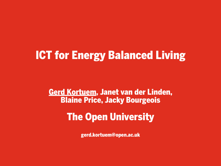 ict for energy balanced living