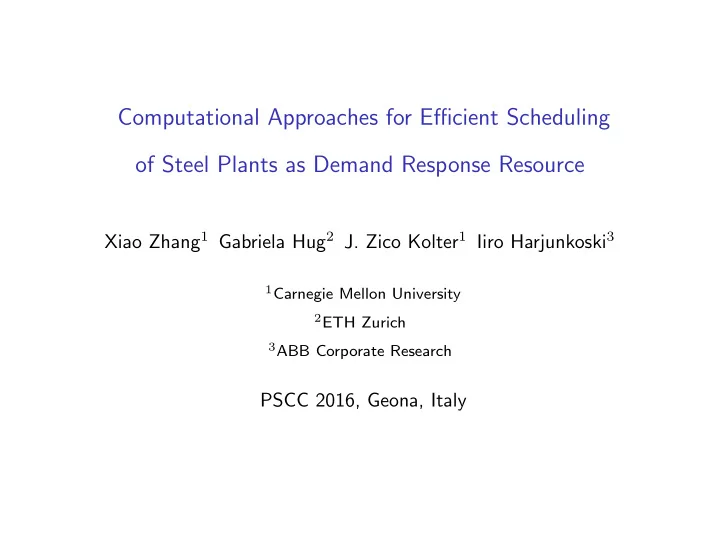 computational approaches for efficient scheduling of