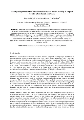 Investigating the effect of hurricane disturbance on fire activity in tropical  forests: a