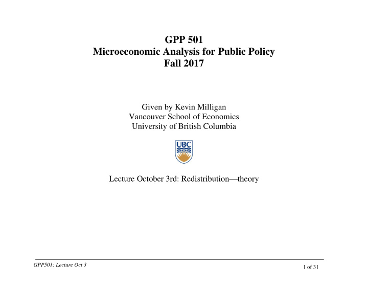 gpp 501 microeconomic analysis for public policy fall 2017