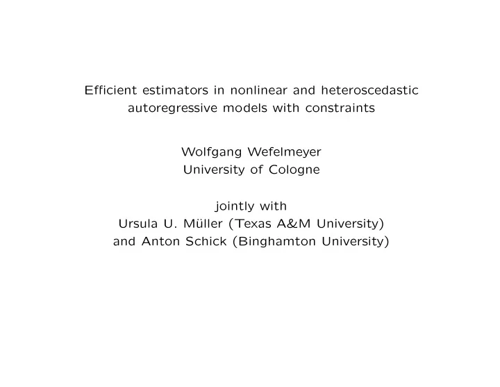 efficient estimators in nonlinear and heteroscedastic