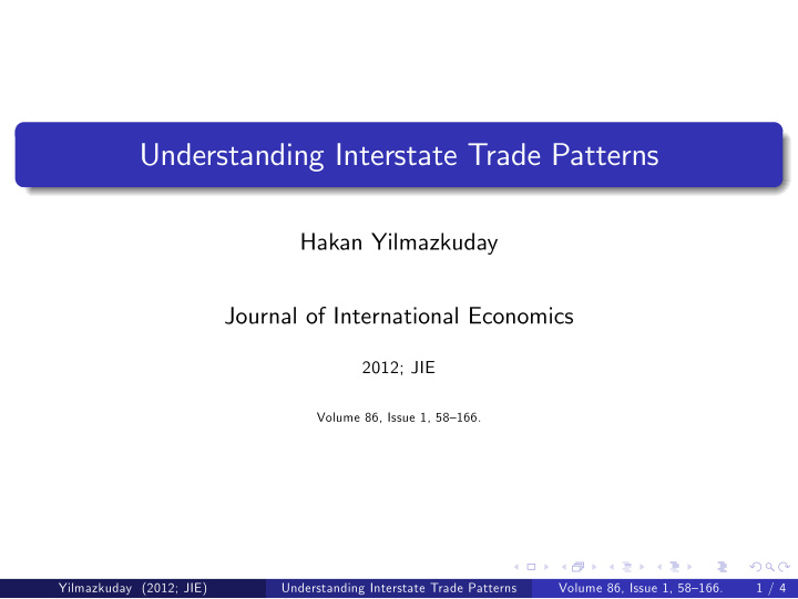 understanding interstate trade patterns