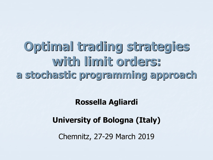 optimal trading strategies optimal trading strategies