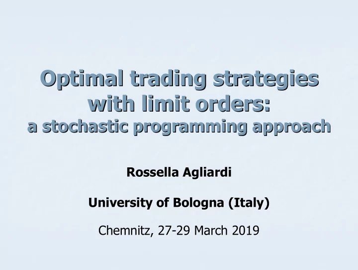 optimal trading strategies optimal trading strategies