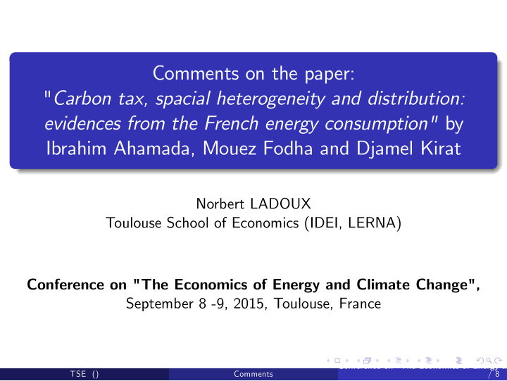 comments on the paper carbon tax spacial heterogeneity