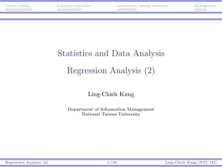 statistics and data analysis regression analysis 2