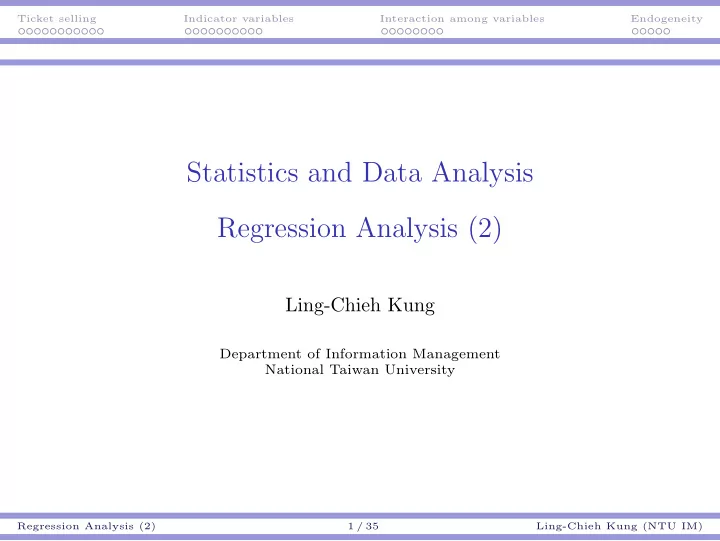 statistics and data analysis regression analysis 2