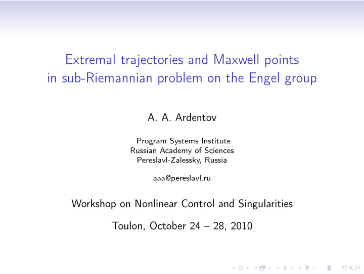 extremal trajectories and maxwell points in sub