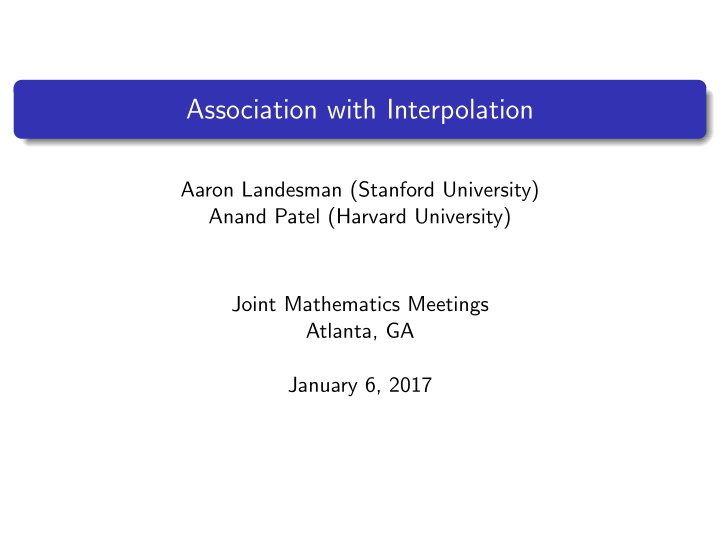 association with interpolation