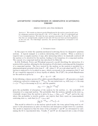 ASYMPTOTIC COMPLETENESS IN DISSIPATIVE SCATTERING  THEORY  JRMY FAUPIN AND JRG FRHLICH