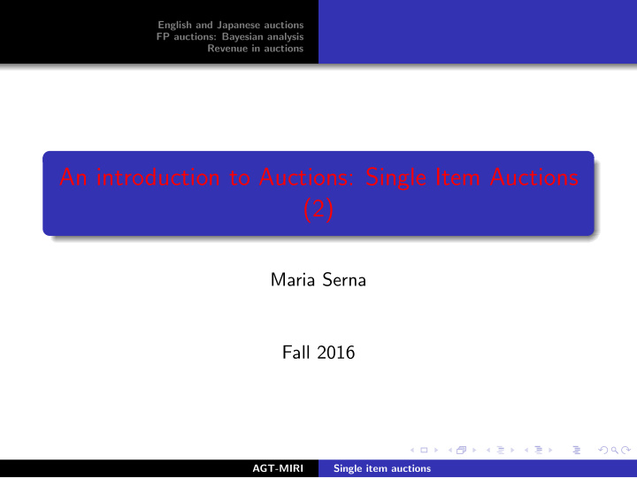 an introduction to auctions single item auctions 2