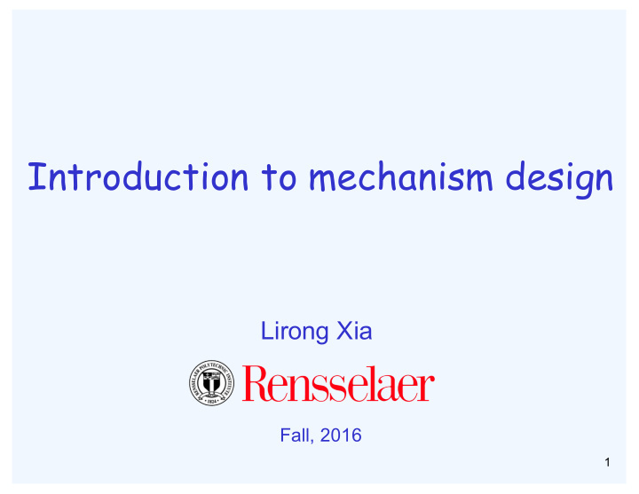 introduction to mechanism design