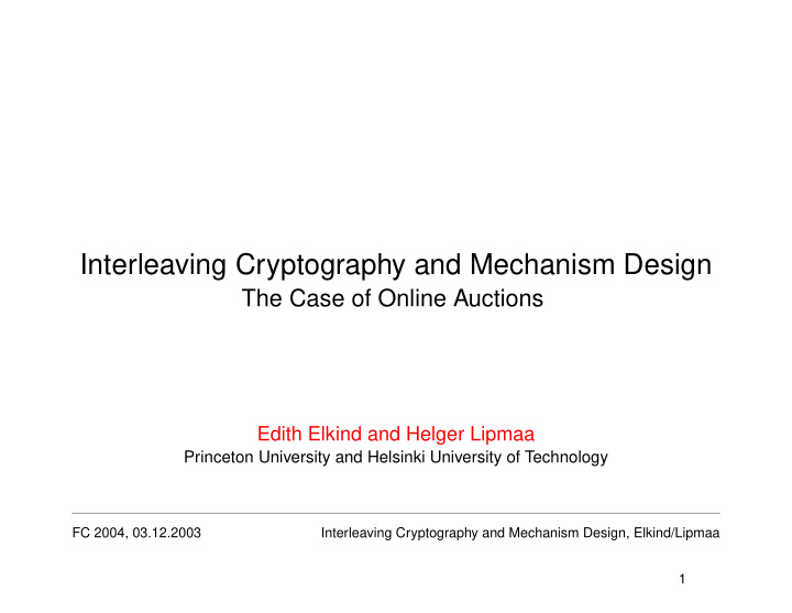 interleaving cryptography and mechanism design