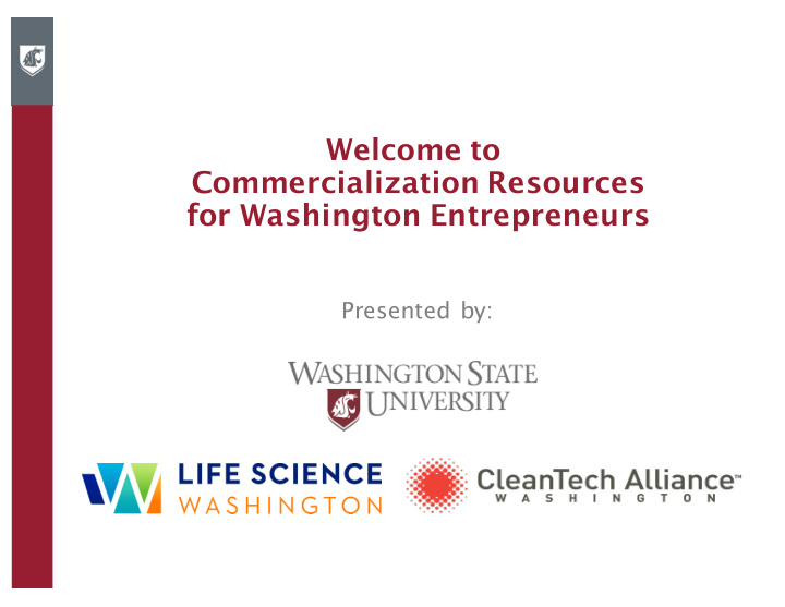 welcome to commercialization resources for washington
