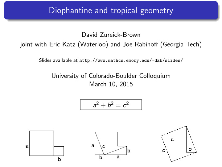 diophantine and tropical geometry