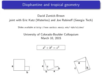 Diophantine and tropical geometry  David Zureick-Brown  joint with Eric Katz (Waterloo) and Joe